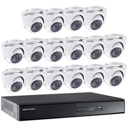Kit Video Surveillance Turbo HD Hikvision 16 Caméras Dôme - Blanc