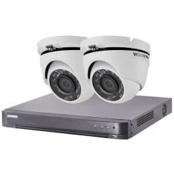 Kit Video Surveillance Turbo HD Hikvision 2 Caméras Dôme - Blanc