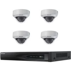 Kit Vidéosurveillance 4 Caméras Dômes - Hikvision - Blanc