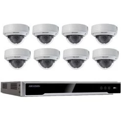 Kit Vidéosurveillance 8 Caméras Dômes - Hikvision - Blanc