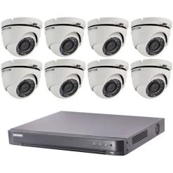 Kit Video Surveillance Turbo HD Hikvision 8 Caméras Dôme HIK-8DOM-THD-002 - Blanc Et Noir