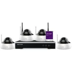 Hikvision - NK44W1H-1T - Kit Vidéosurveillance Wifi NVR 4 Caméras - Blanc Et Noir